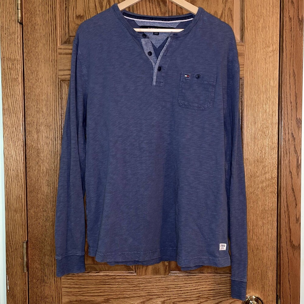 Tommy Hilfiger | Blue 100% Cotton Henley | XL